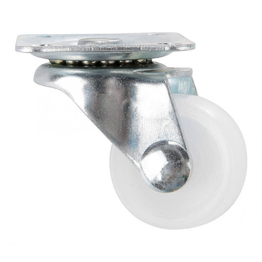 1" White PP Nylon Dual Roller Wheel For Platform Trolley Chair
