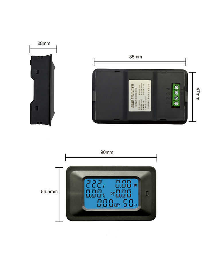 AC110~250V 20A/100A Digital Power Energy Voltmeter Ammeter Wattmeter Tester