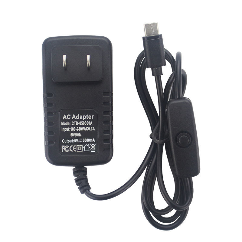 Raspberry Pi 4B/3B+ Power Supply Adapter 5V 3A With Switch
