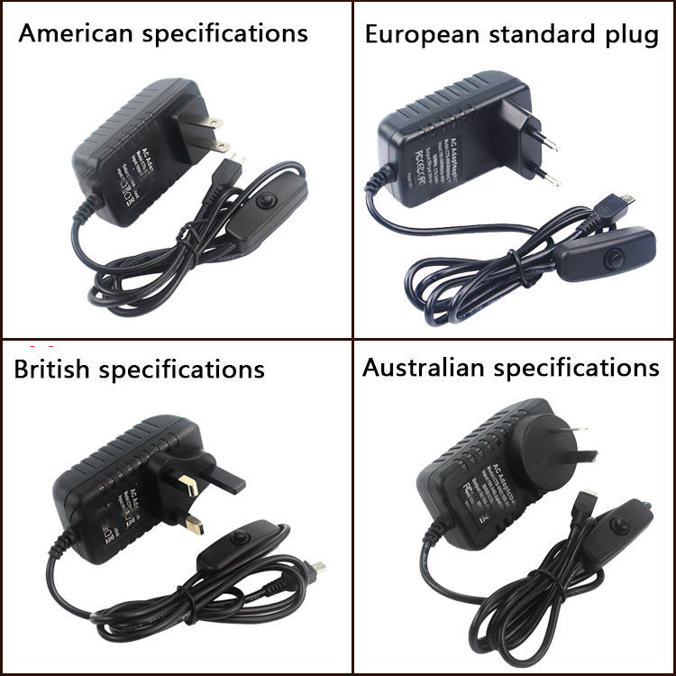 Raspberry Pi 4B/3B+ Power Supply Adapter 5V 3A With Switch