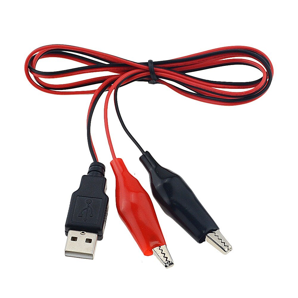 Red Black Alligator Test Clips To USB Connector Cable