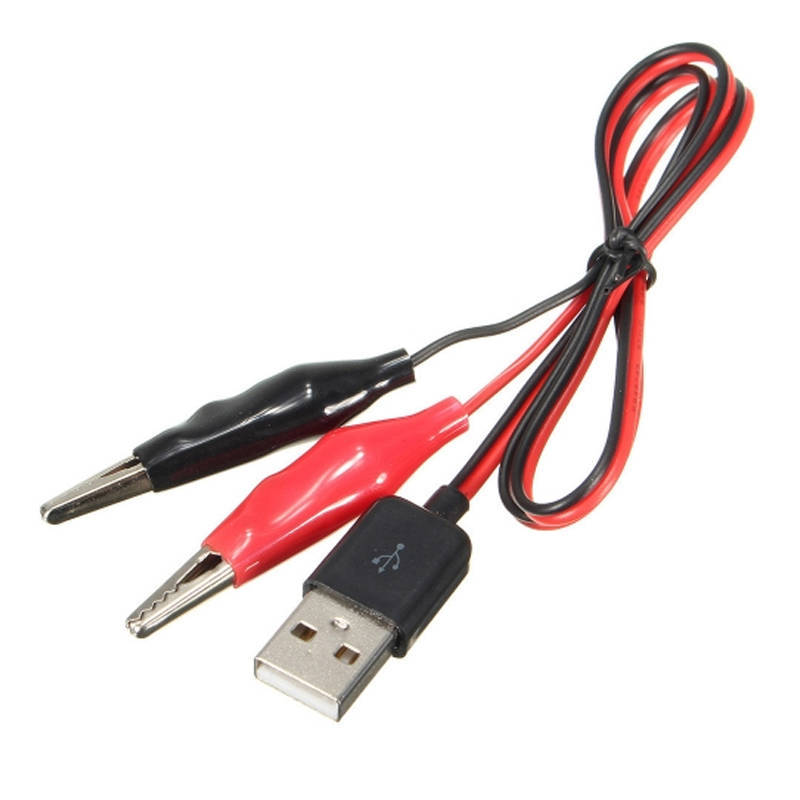 Red Black Alligator Test Clips To USB Connector Cable