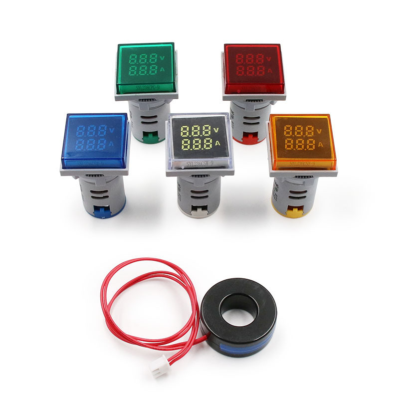 AC50-500V 0-100A Mini Digital Voltmeter Ammeter 22mm Signal Lights