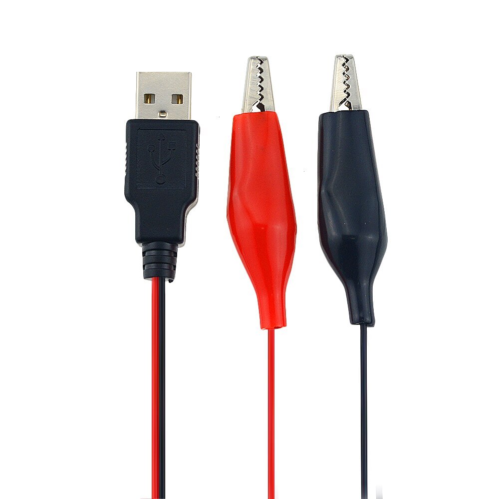 Red Black Alligator Test Clips To USB Connector Cable