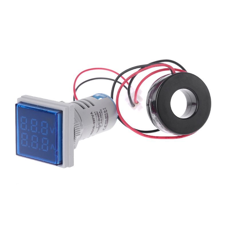AC50-500V 0-100A Mini Digital Voltmeter Ammeter 22mm Signal Lights