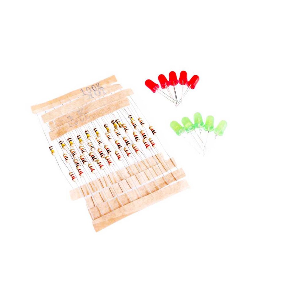 1K 10K 100K 220 Ohm 1/4W Resistor and LED Kit