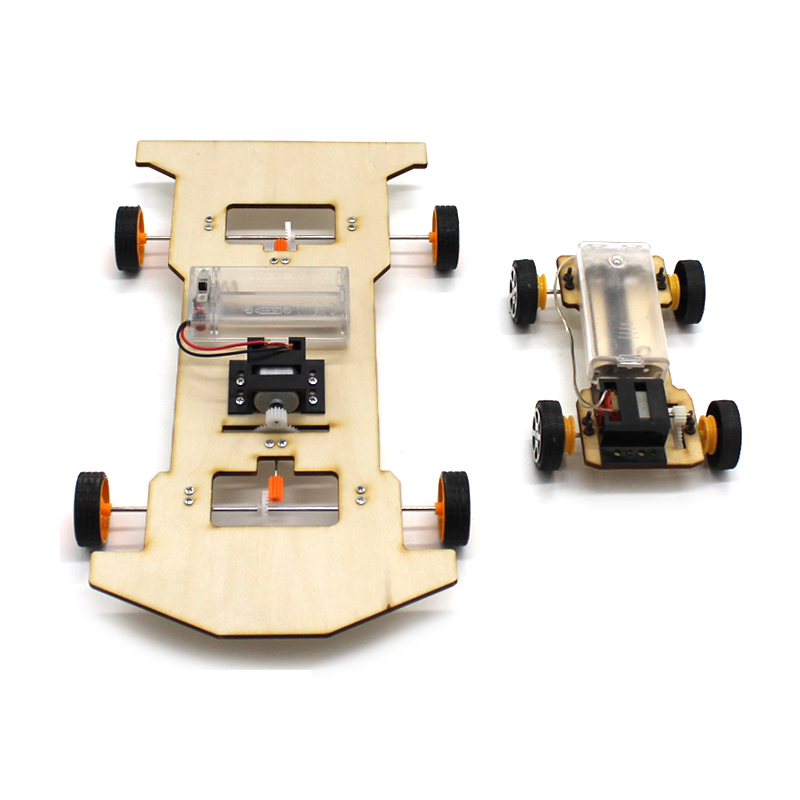 DIY 4WD Wooded Drive Electric Car Toy