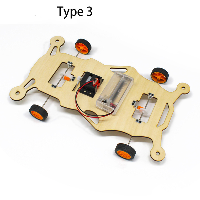 DIY 4WD Wooded Drive Electric Car Toy