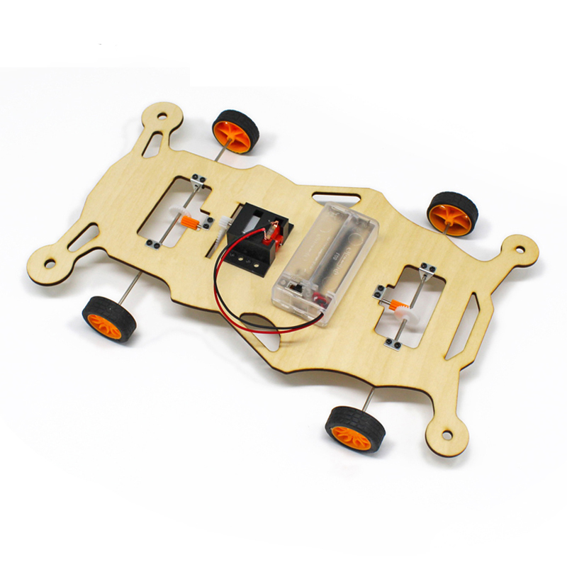 DIY 4WD Wooded Drive Electric Car Toy