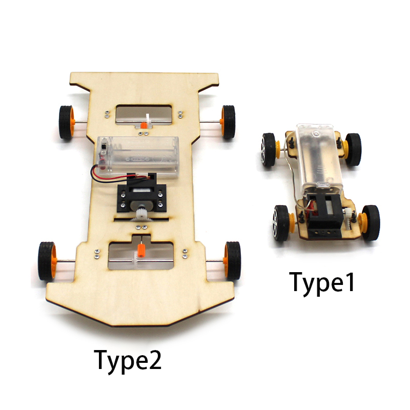 DIY 4WD Wooded Drive Electric Car Toy