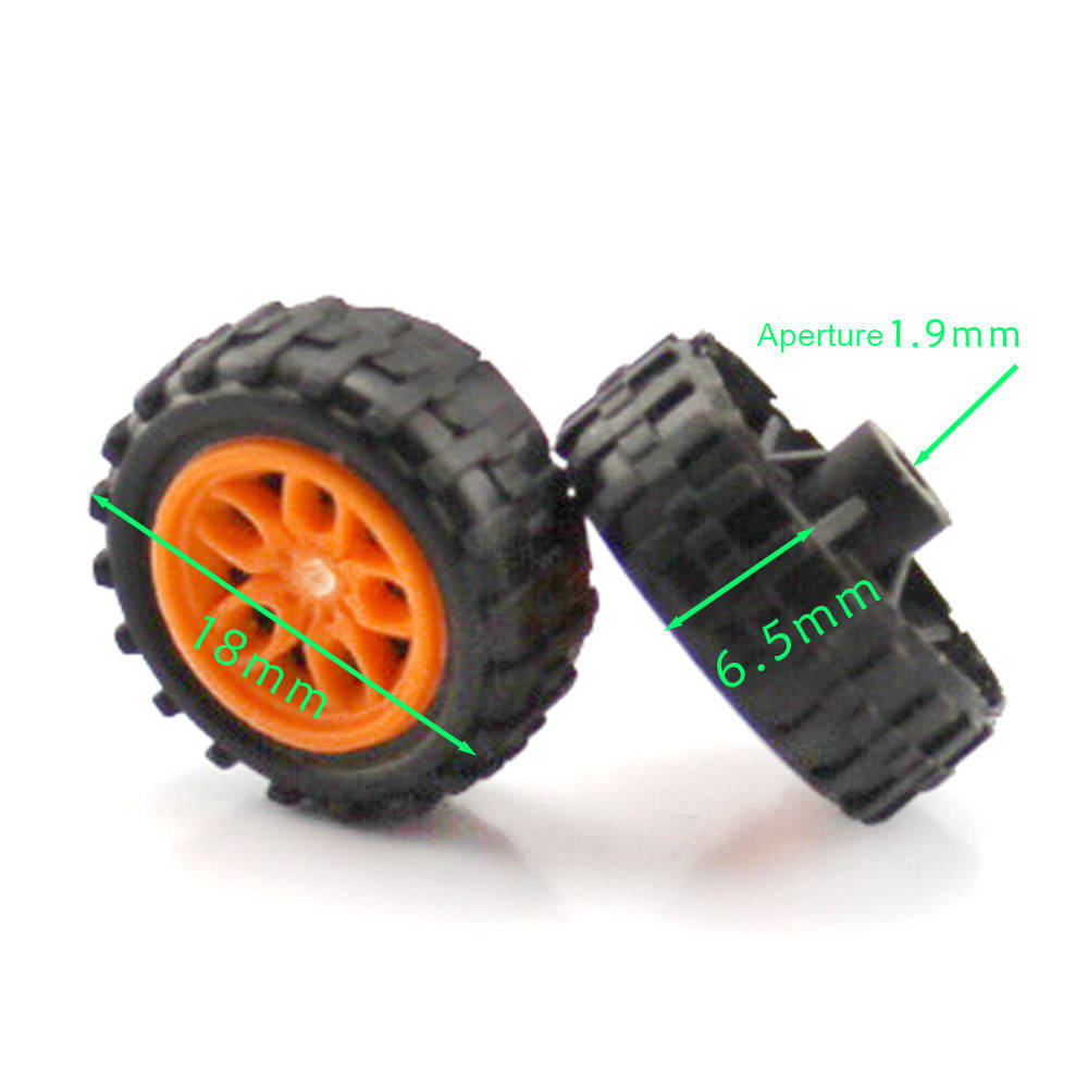 2 * 18mm Plastic Yellow Mini Wheels
