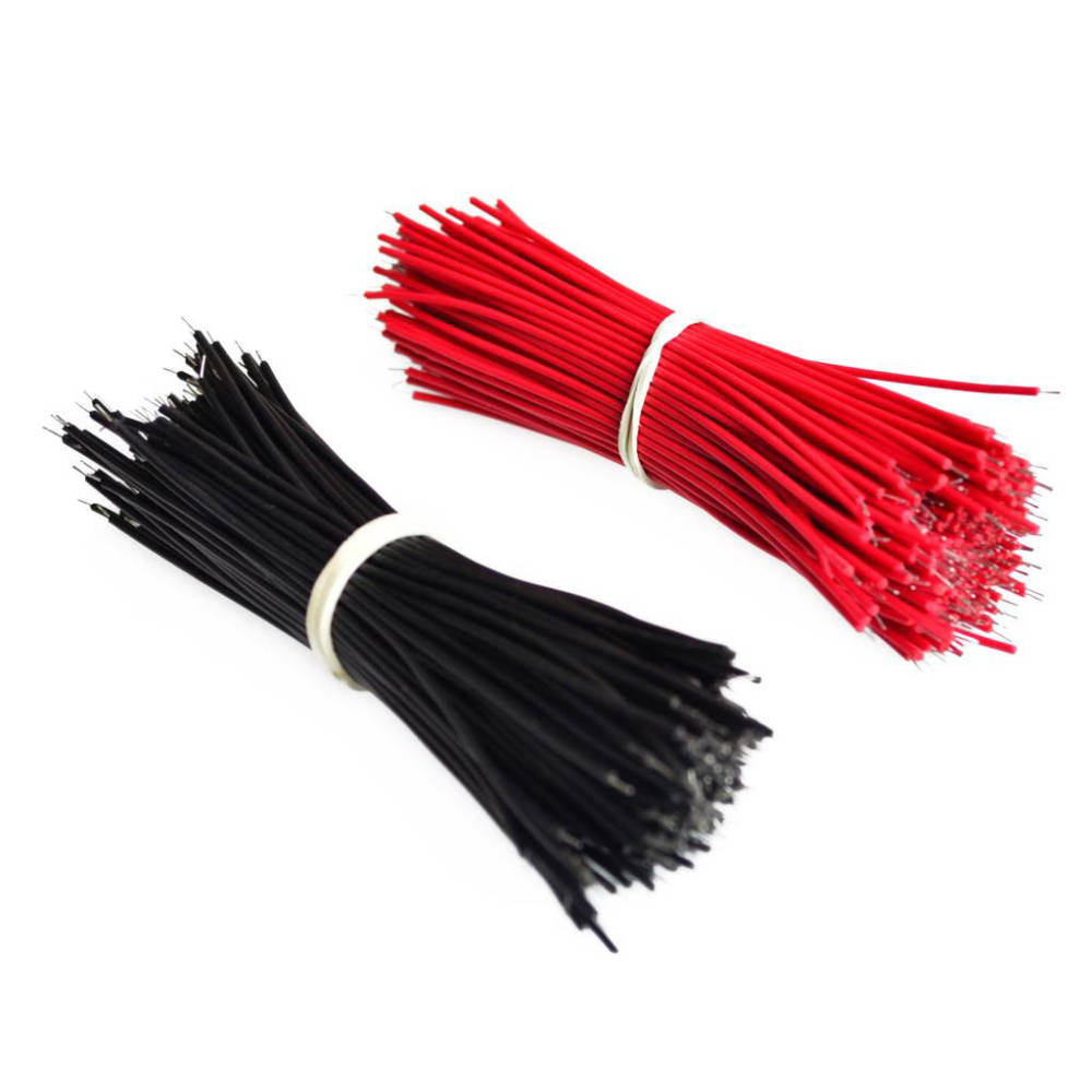 100pcs Breadboard Jumper Cable Wires Tinned Black & Red wire