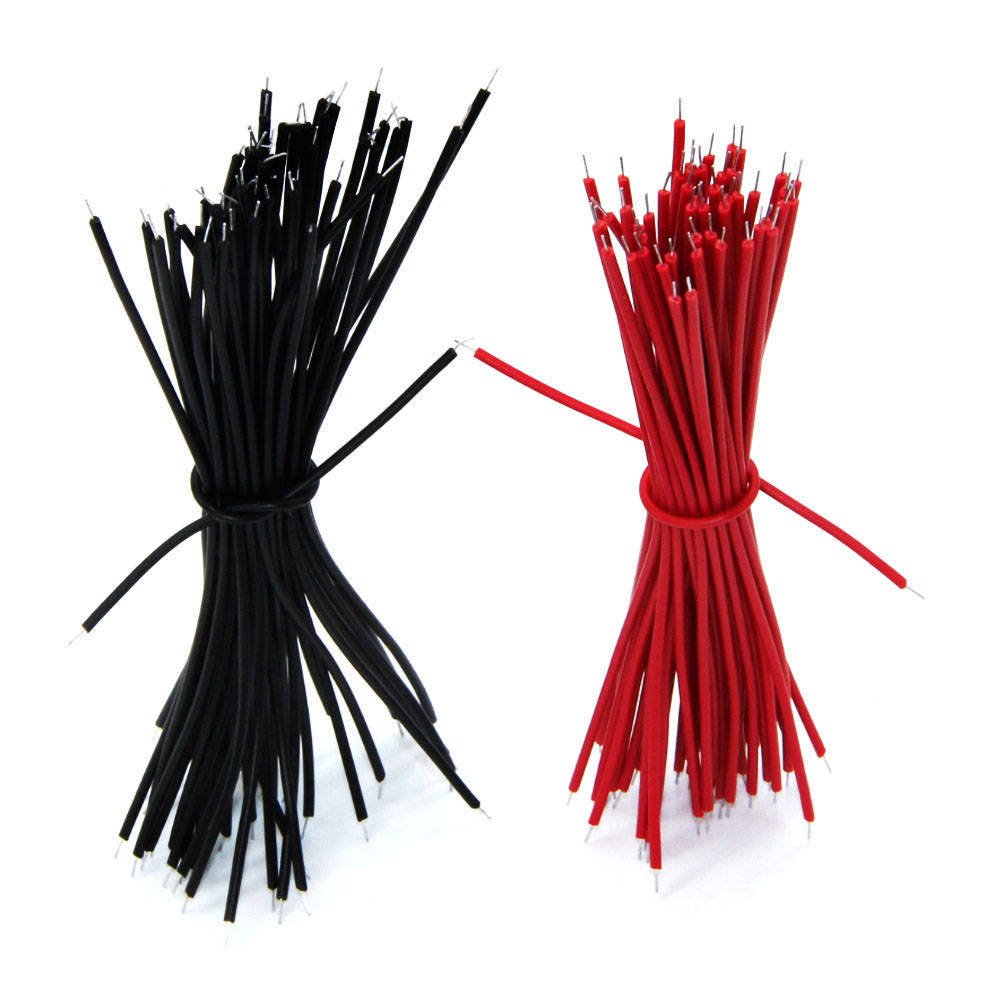 100pcs Breadboard Jumper Cable Wires Tinned Black & Red wire