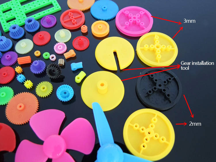 55pcs Colorful Plastic Gear DIY Kit