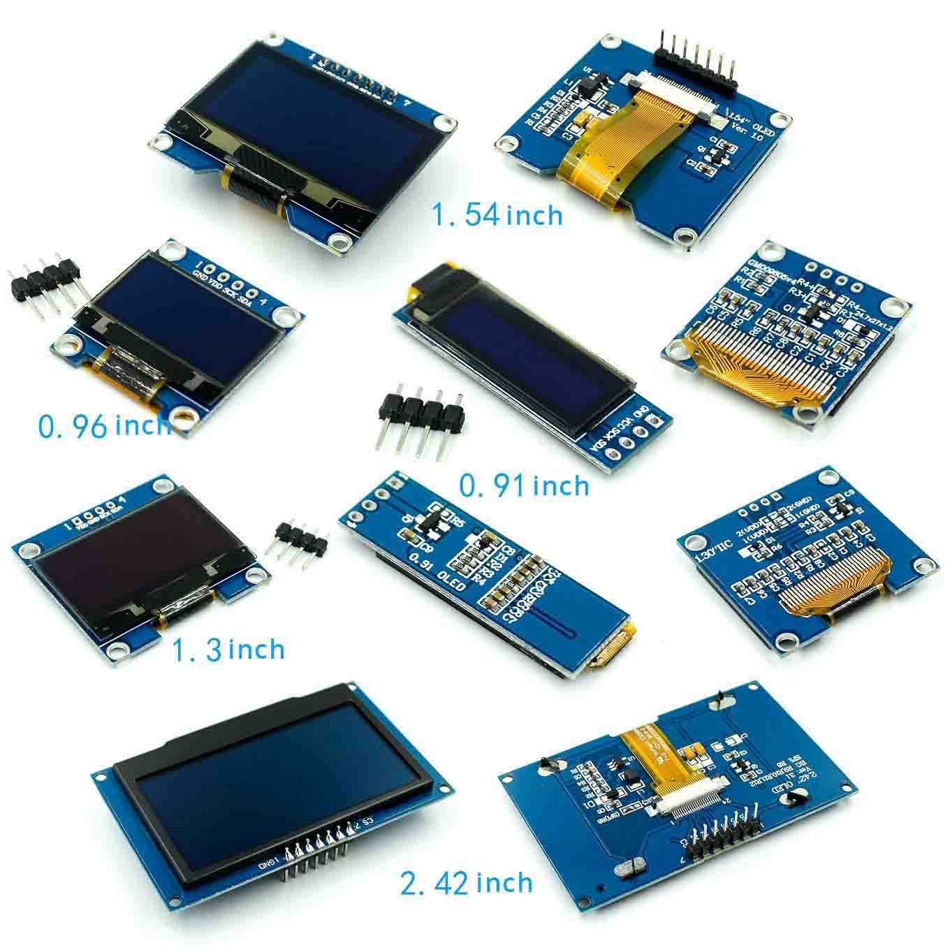0.66/0.91/0.96/1.3/1.54/2.42 Inch White / Yellow / Blue Two Color OLED LCD