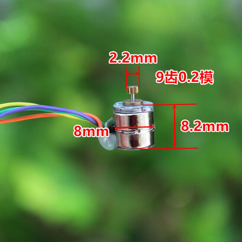 1Pair Mini 8mm  2-phase 4-wire Stepping Motor With 9 Teeth Copper Gear