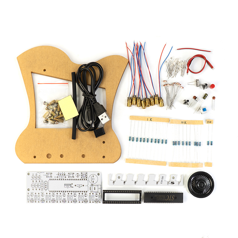 51 Microcontroller Laser Electronic Harp DIY Parts Welding Training Kit HU-013