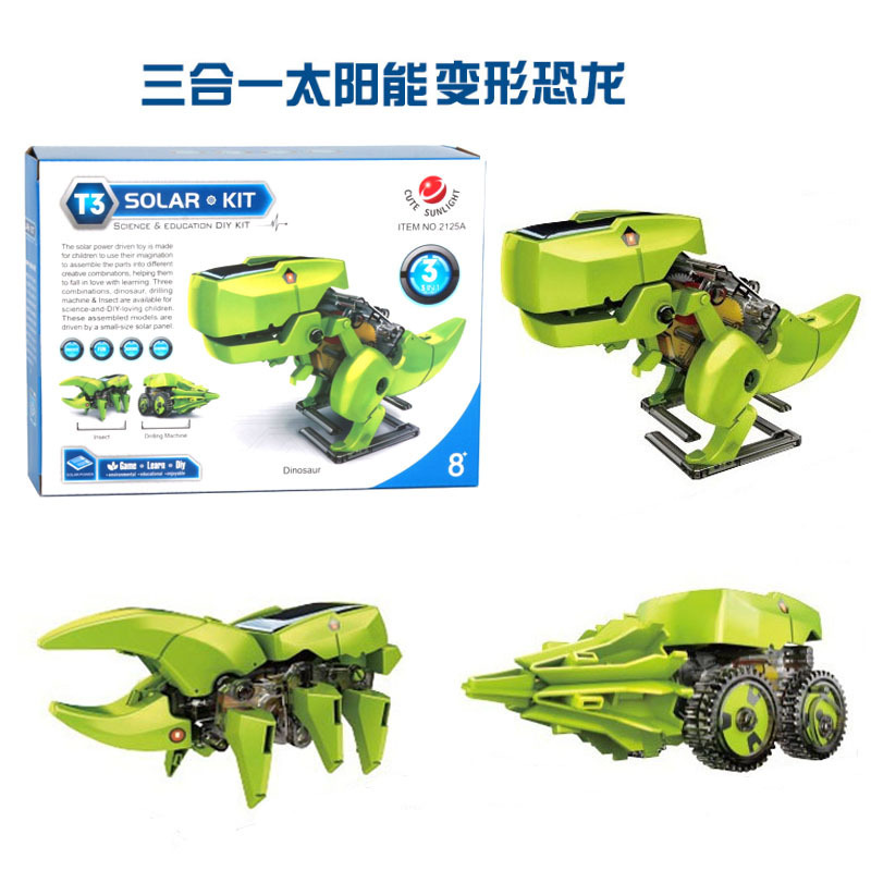 Solar Powered Dinosaur Kit DIY 3 in1