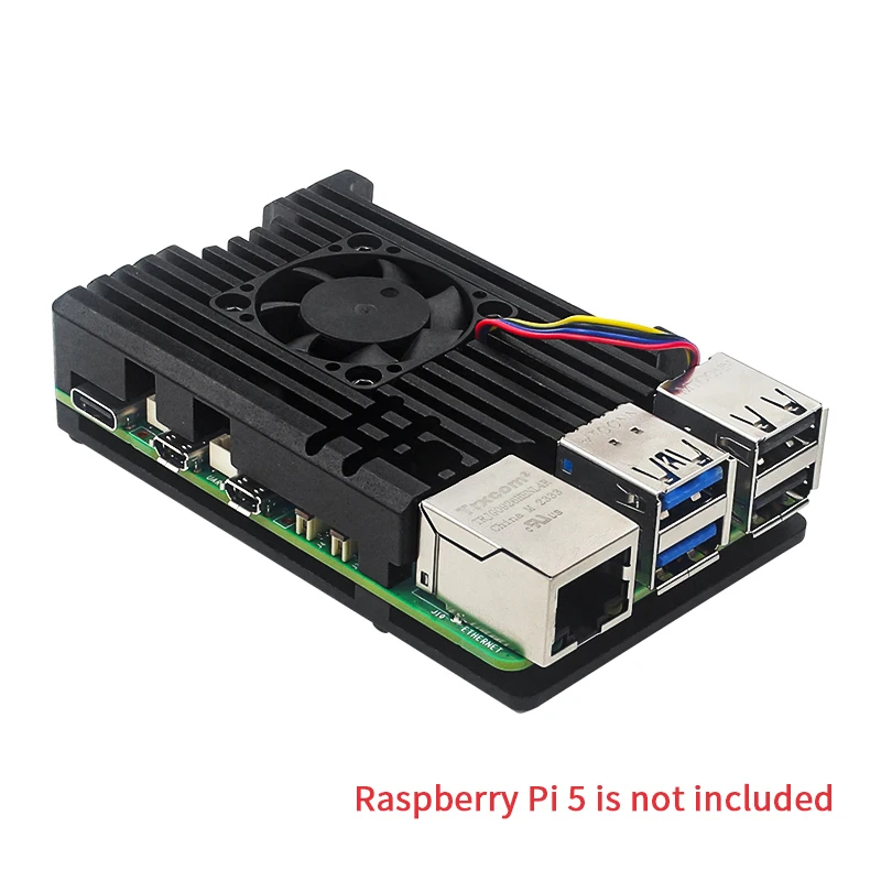 Raspberry Pi 5 Aluminum Case Metal Shell with Cooling Fan Silicone Heatsink Active Passive Cooling Radiator Cooler For RPi 5