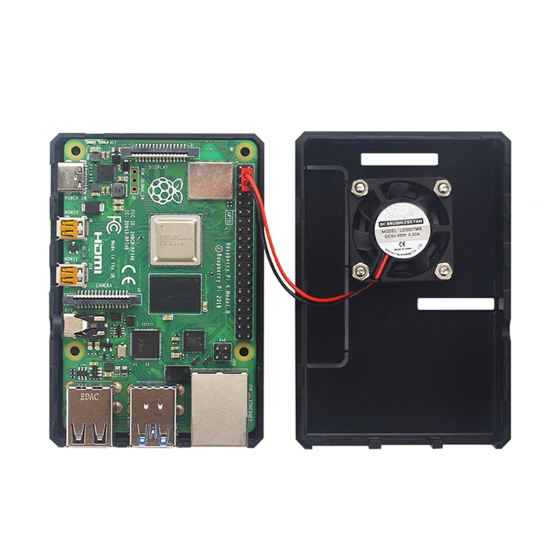 Black Transparent Raspberry PI 4th Generation B ABS Case + Fan Raspberry PI4B Protective Kit