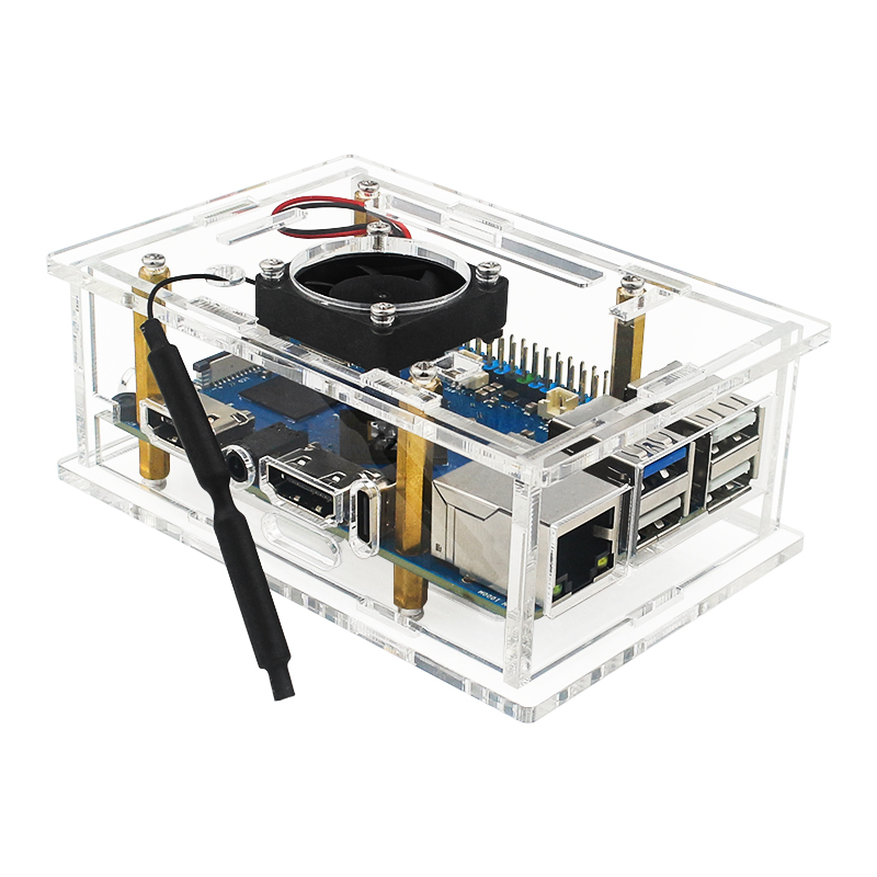 Orange Pi 5Pro Ultra Transparent Acrylic Shell Fan Antenna Protective Shell (Without Orange pi 5Pro)