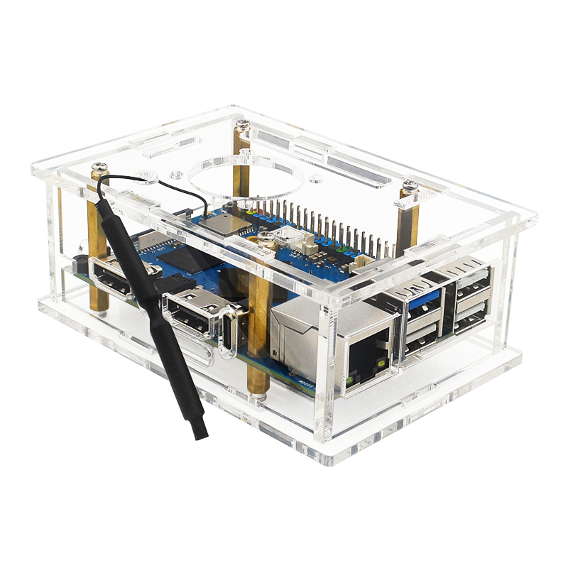 Orange Pi 5Pro Ultra Transparent Acrylic Shell Fan Antenna Protective Shell (Without Orange pi 5Pro)