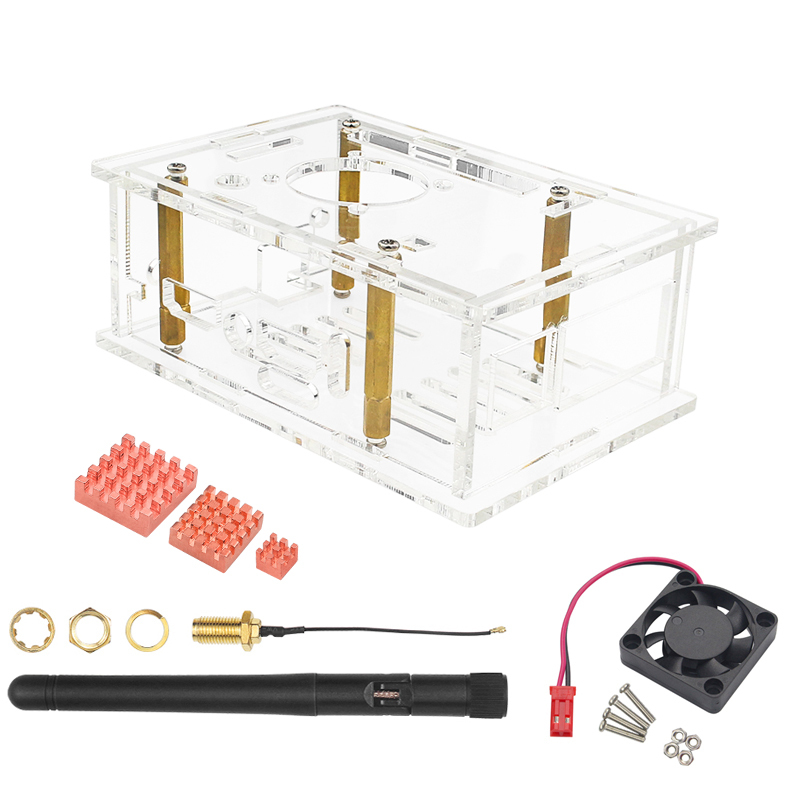 Orange Pi 5Pro Ultra Transparent Acrylic Shell Fan Antenna Protective Shell (Without Orange pi 5Pro)