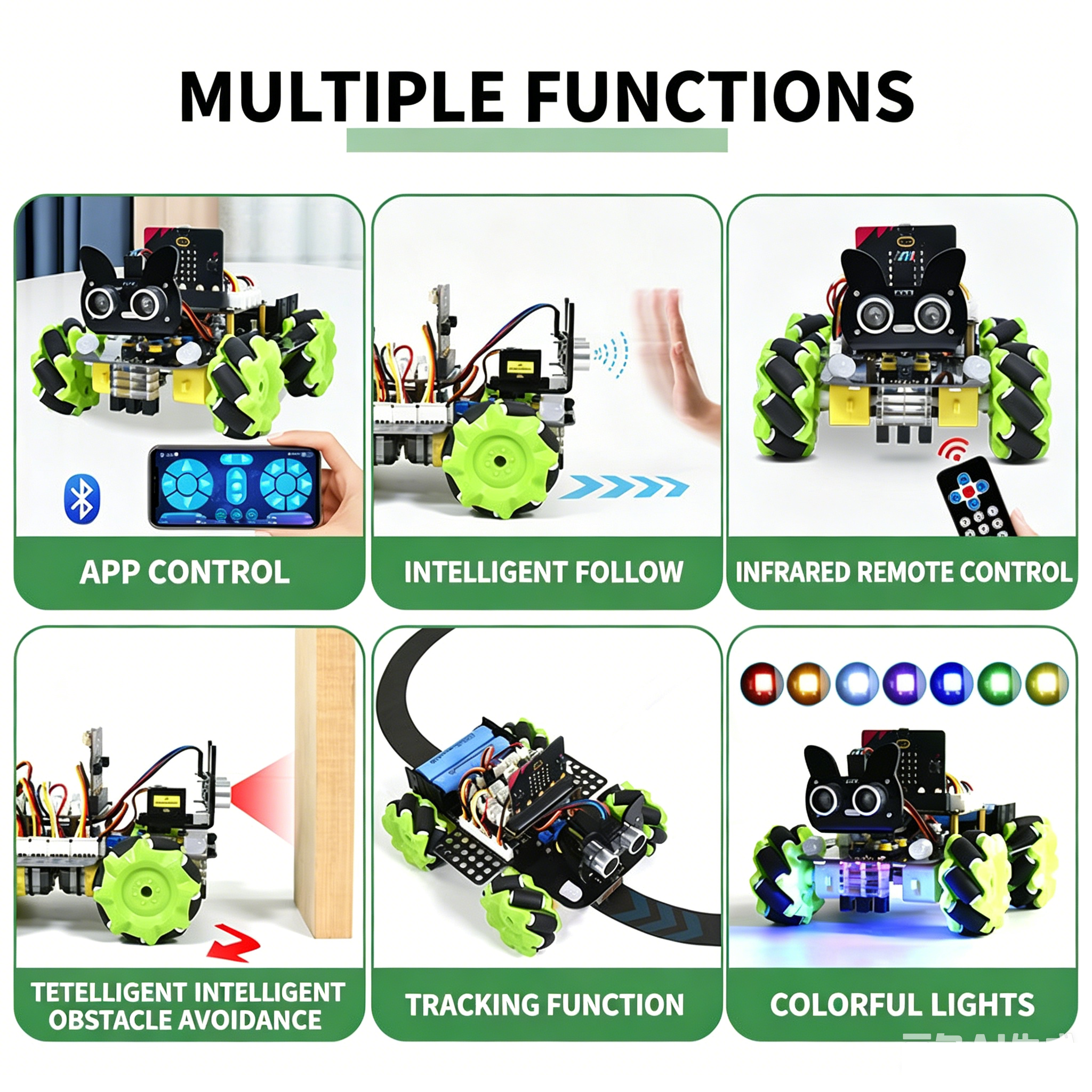 Microbit Mecanum Wheel Smart Car Omnidirectional Python Graphical Programming Robot Compatible With Lego