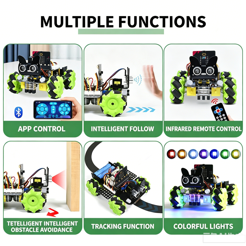 Microbit Mecanum Wheel Smart Car Omnidirectional Python Graphical Programming Robot Compatible With Lego