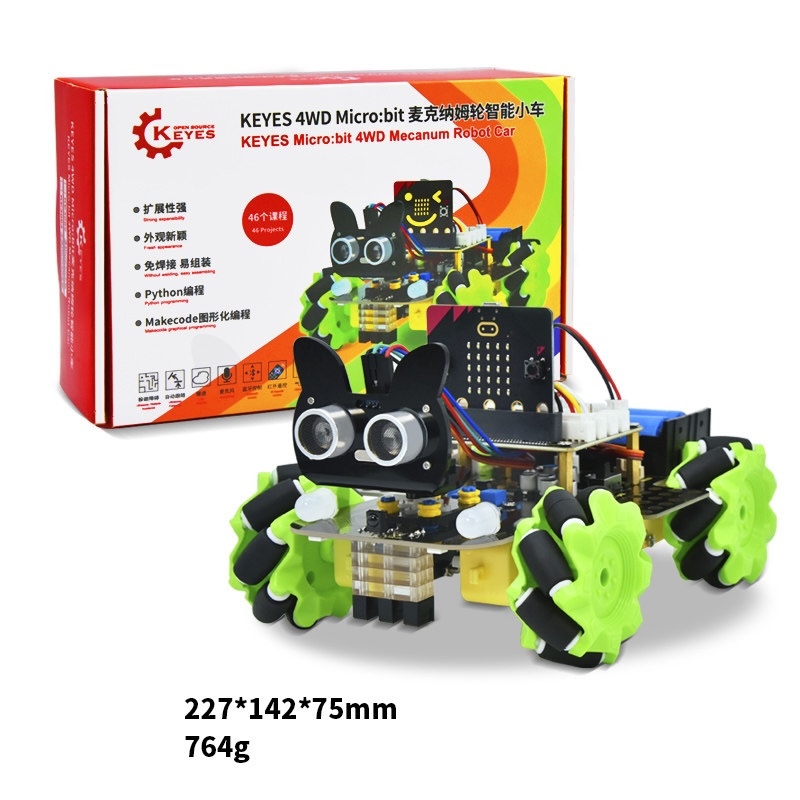 Microbit Mecanum Wheel Smart Car Omnidirectional Python Graphical Programming Robot Compatible With Lego