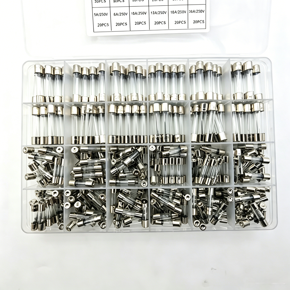 24 Values 360Pcs Fast Blow Glass Fuses Assortment Kit 5x20mm 6x30mm 250V 0.25-20A with Clear Storage Box