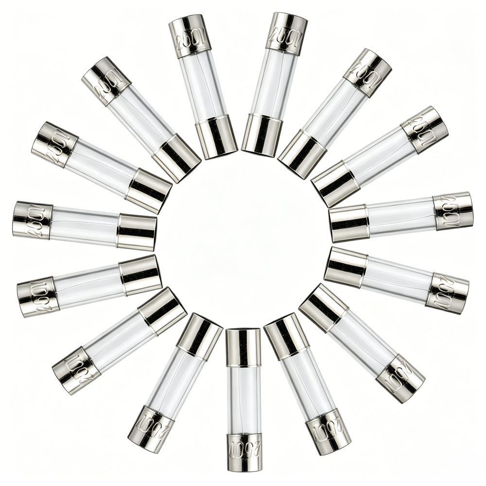 24 Values 360Pcs Fast Blow Glass Fuses Assortment Kit 5x20mm 6x30mm 250V 0.25-20A with Clear Storage Box
