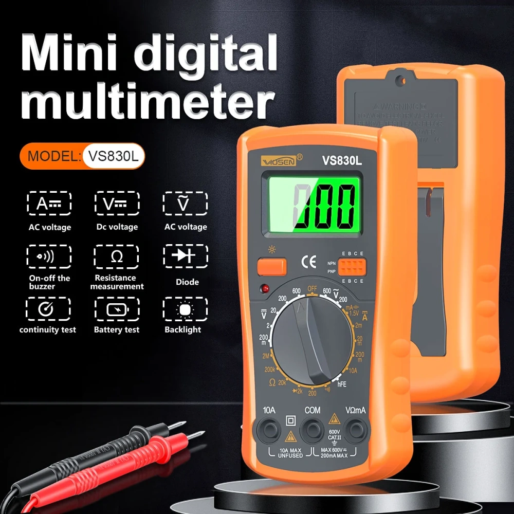 VS830L Portable Digital Multimeter Multi-function Voltage Current Resistance Tester for Electrical Maintenance