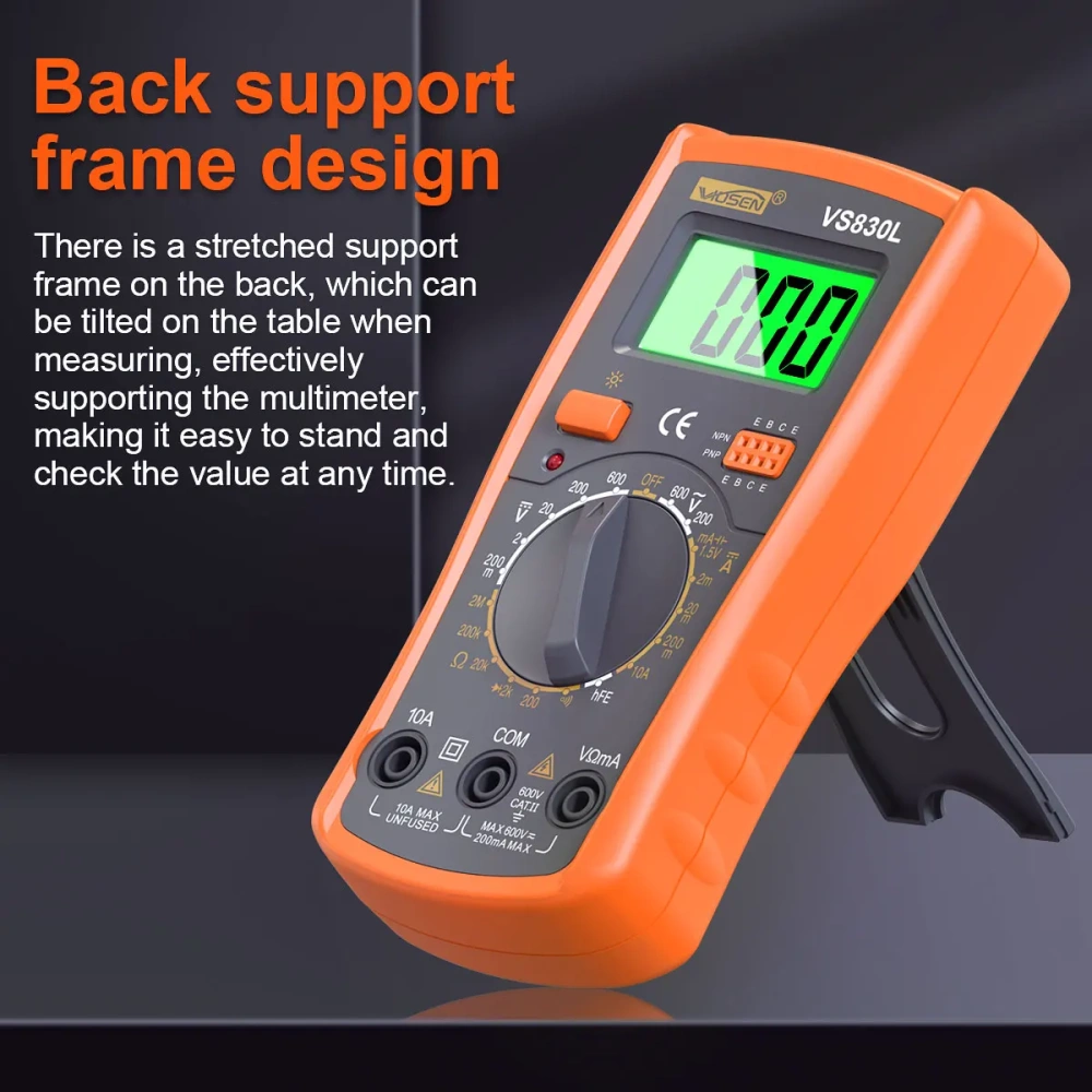 VS830L Portable Digital Multimeter Multi-function Voltage Current Resistance Tester for Electrical Maintenance