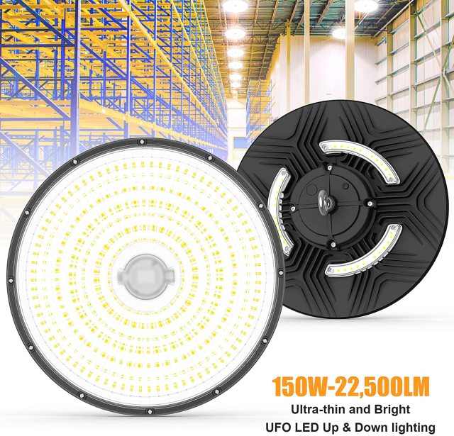 Ngtlight® 150W LED High Bay Light 22500lm 5000K Dimmable IP65 LED Warehouse Lights Commercial Workshop Garage Factory Lowbay Lighting Fixture