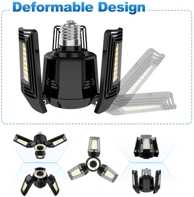 Ngtlight® 100W LED Deformable Garage Light 12000LM ETL Listed E26 3-Panel 5000K