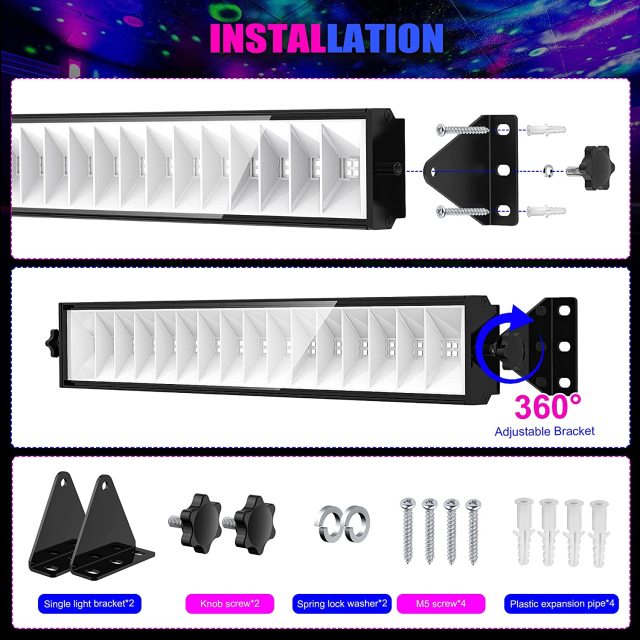 Ngtlight® 80W UV LED Black Light Bar With AC120V Plug IP65 Waterproof Blacklights With ON/Off Switch