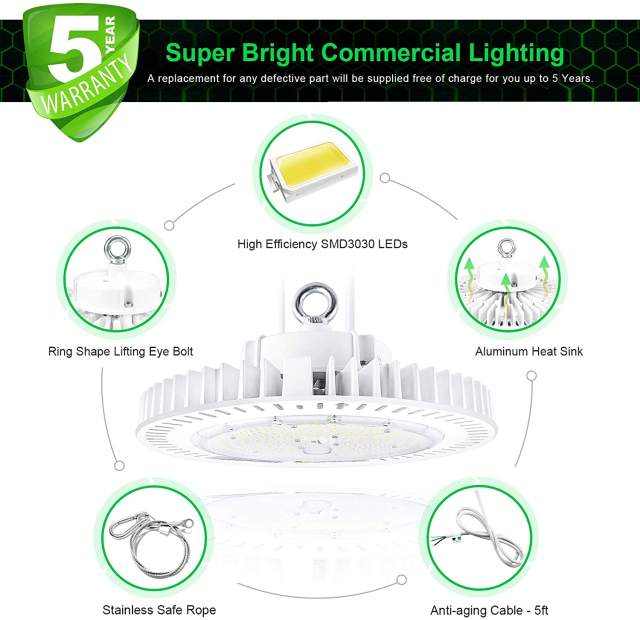 Ngtlight® 150W LED High Bay Light 21,000lm Output IP65 Waterproof Dimmable UL & DLC Listed