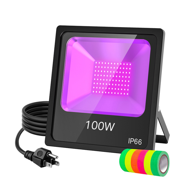 Ngtlight® 100W UV Led Black Lights With Plug and Fluorisent Tape IP66 Waterproof