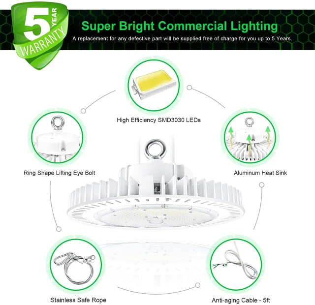 Ngtlight® 240W LED High Bay Light 33,000lm Output IP65 Waterproof Dimmable UL & DLC Listed
