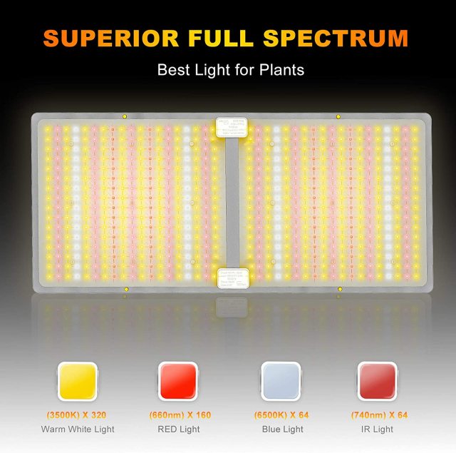 Ngtlight® 2000W LED Plant Grow Light with Remote Control Daisy Chain Dimmable Full Spectrum