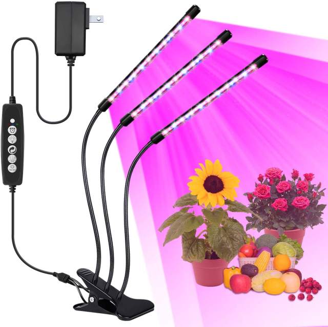 Ngtlight® 30W LED Grow Light With Clip Red Blue Spectrum, Auto ON/Off 3/6/12H Timer, 3 Switch Modes, 5 Dimmable Brightness, Adjustable Gooseneck