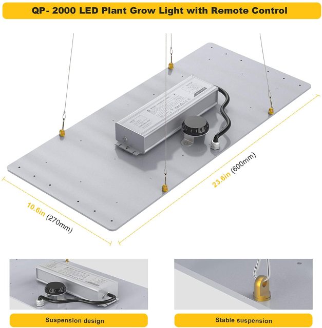 Ngtlight® 2000W LED Plant Grow Light with Remote Control Daisy Chain Dimmable Full Spectrum