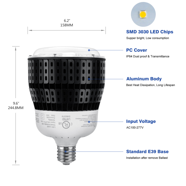 Ngtlight® 100W LED Retrofit Corn Bulbs PC Lens Cover 180 Degree Beam Angle 5 Years Warranty