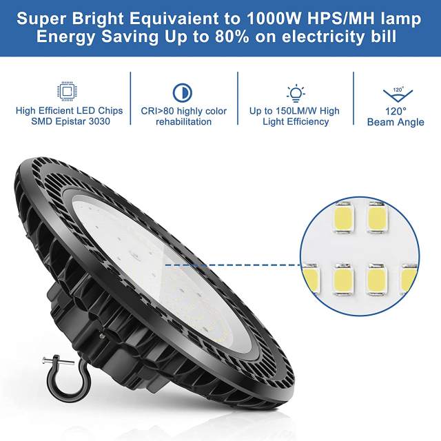 Ngtlight® 300W LED High Bay Light 48000LM (1500W HID/HPS Equiv)5000K Dimmable IP65 Commercial Warehouse Lighting Fixture