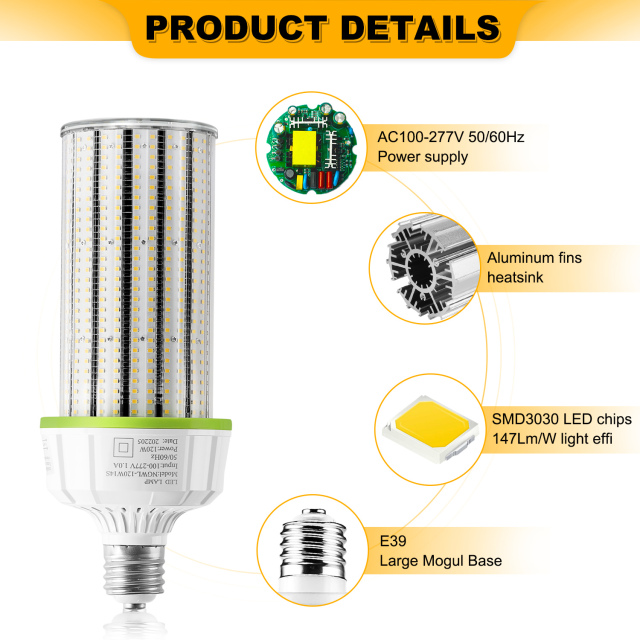 Ngtlight® 120W LED Corn Bulb Light E39 Base 16800Lm 3000~6500K Replace 400W MH/HPS/HID/CFL