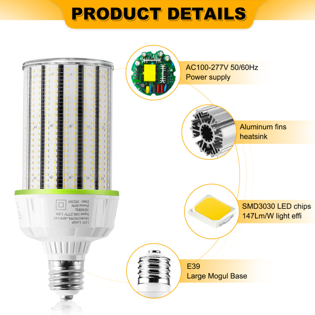 Ngtlight® 80W LED Corn Bulb Light E39 Base 11200Lm 3000~6500K 175W MH/HPS/HID/CFL
