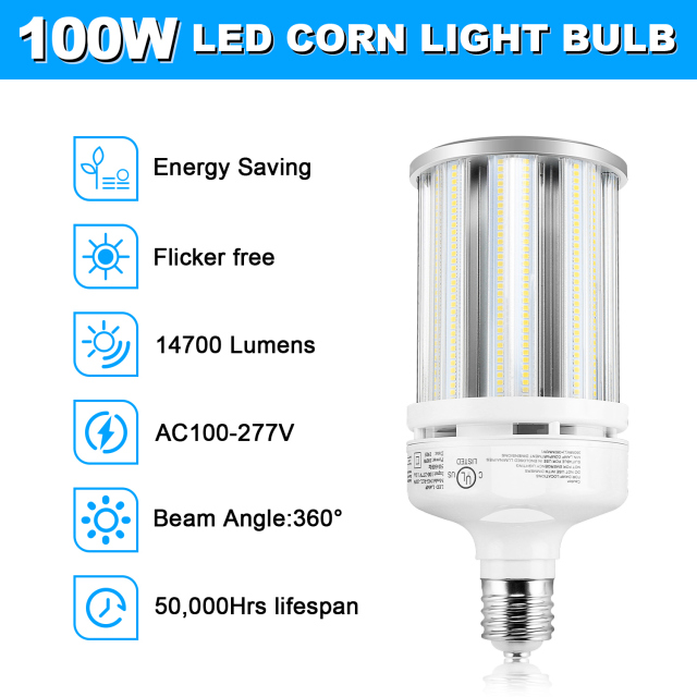 Ngtlight® 100W Die Casting LED Corn Light E39 Base 14000Lm 3000~6500K Replace 250W MH/HPS/HID/CFL