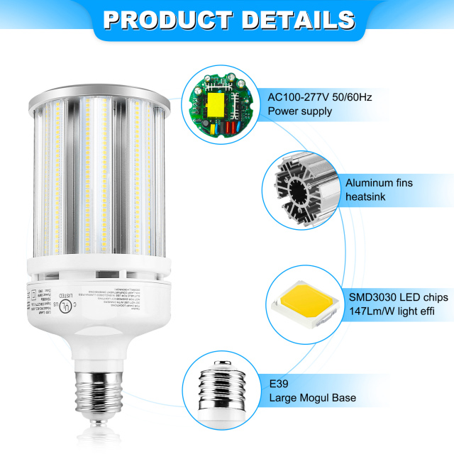 Ngtlight® 100W Die Casting LED Corn Light E39 Base 14000Lm 3000~6500K Replace 250W MH/HPS/HID/CFL