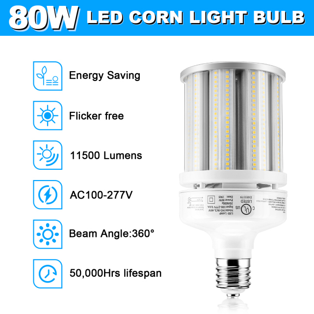 Ngtlight® 80W Die Casting LED Corn Light E39 Base 11300Lm 3000~6500K Replace 175W MH/HPS/HID/CFL